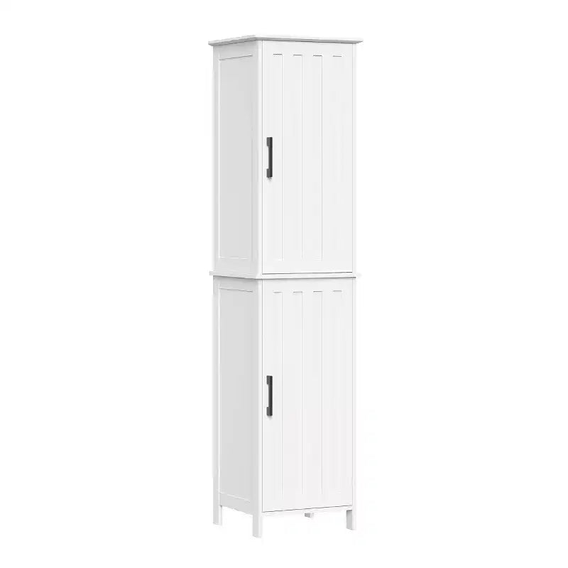 RiverRidge Monroe Tall Bathroom Storage Linen Cabinet and Organizer with Doors and Adjustable Shelves - White