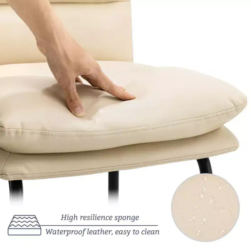 Lot de 2 tabourets de bar modernes en similicuir épais avec pieds en métal Crème/Blanc