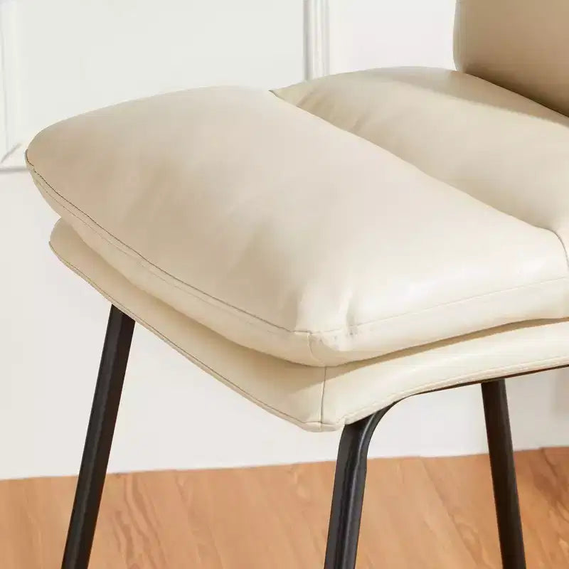 Lot de 2 tabourets de bar modernes en similicuir épais avec pieds en métal Crème/Blanc