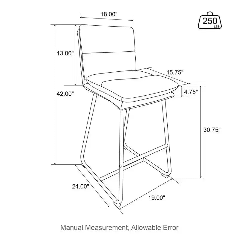 Lot de 2 tabourets de bar modernes en similicuir épais avec pieds en métal Crème/Blanc