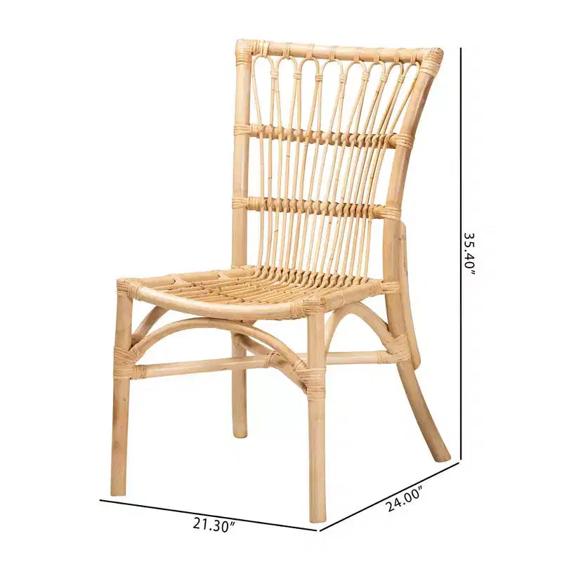 Chaise de salle à manger naturelle/marron : Style bohème fait main