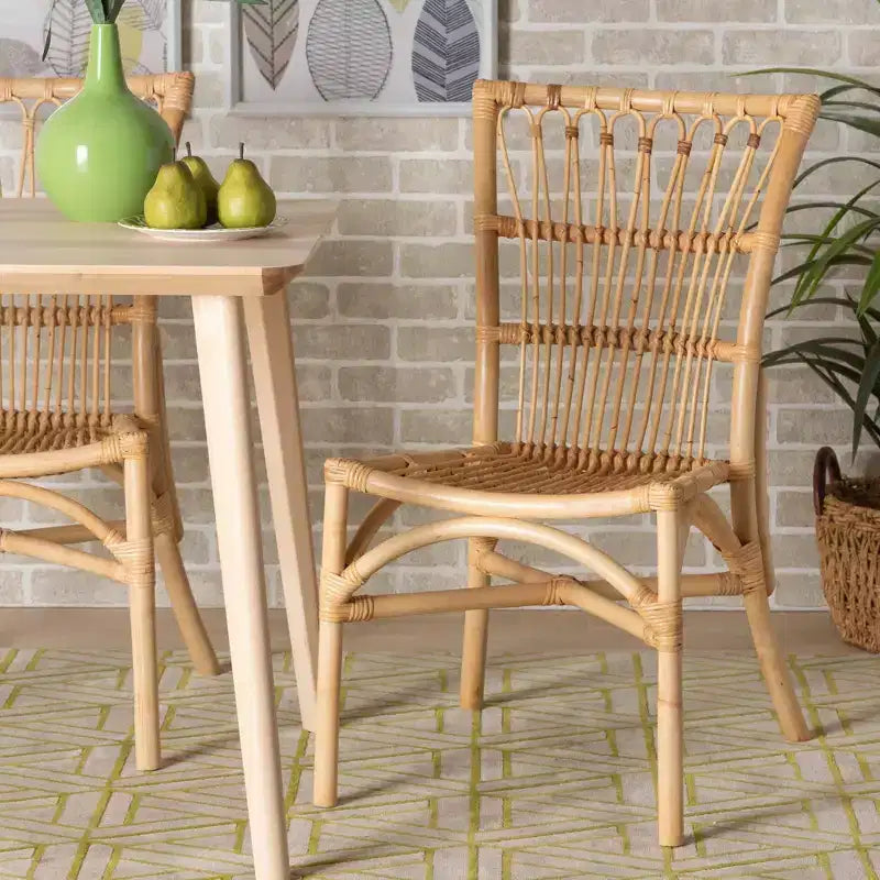 Chaise de salle à manger naturelle/marron : Style bohème fait main