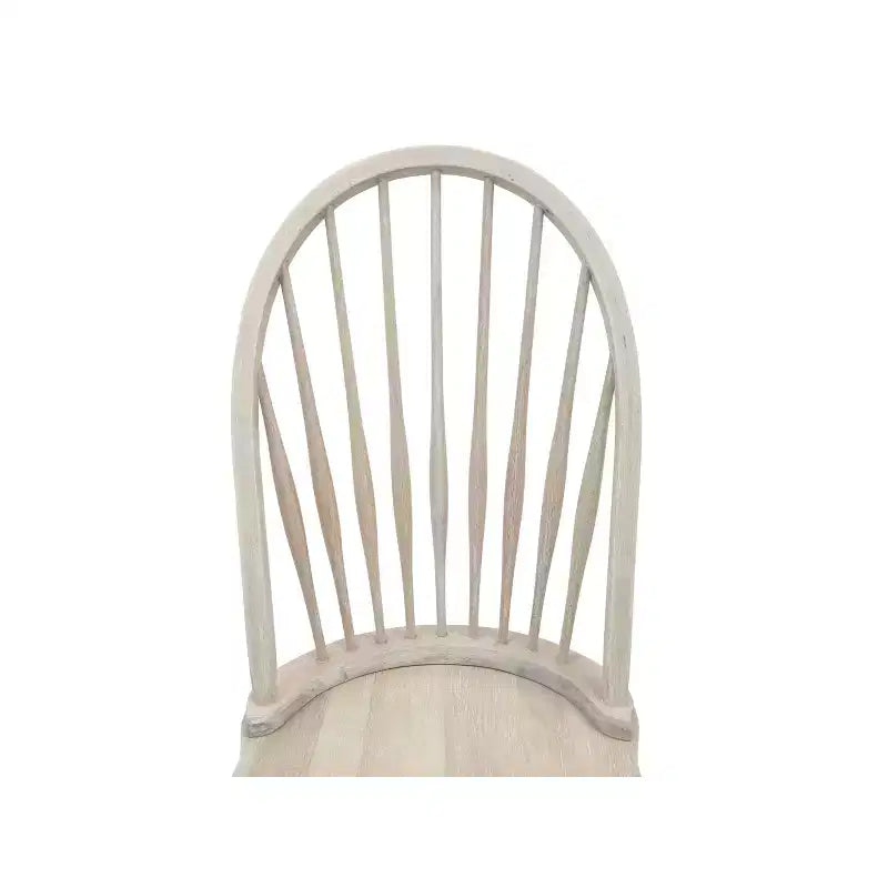 Chaise en bois flotté naturel, structure en bois d'hévéa, sans accoudoirs.