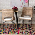 Chaise de salle à manger 2 pièces en rotin et métal avec coussin