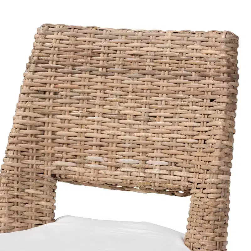 Chaise de salle à manger 2 pièces en rotin et métal avec coussin