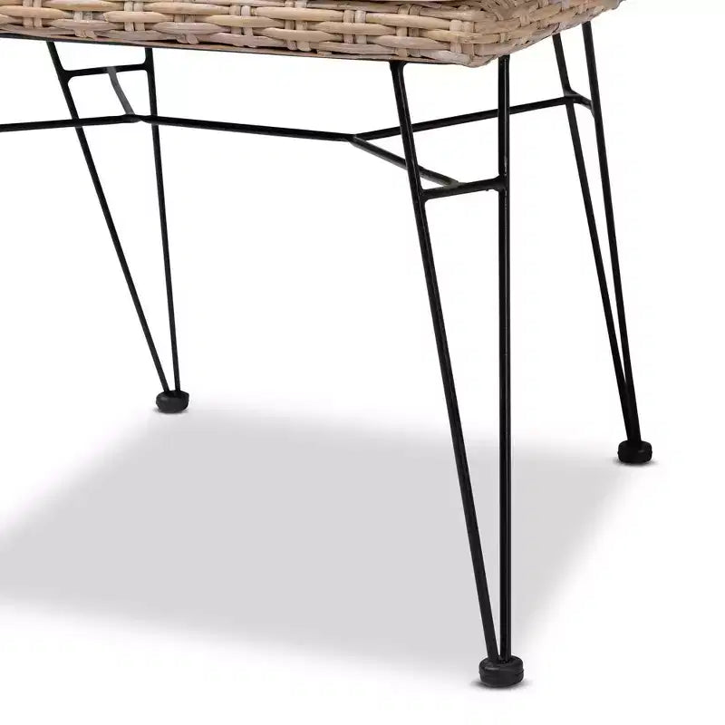 Chaise de salle à manger 2 pièces en rotin et métal avec coussin