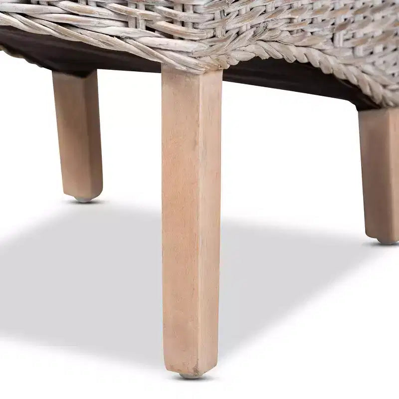 Chaise de salle à manger en rotin et bois blanc/brun