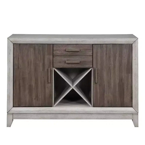 Abacus Server Alabaster/Honey - Steve Silver Co.: Transitional Style Wine Rack 2 Drawers & Doors