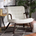 Fauteuil d'appoint en similicuir sherpa et bois blanc/noyer