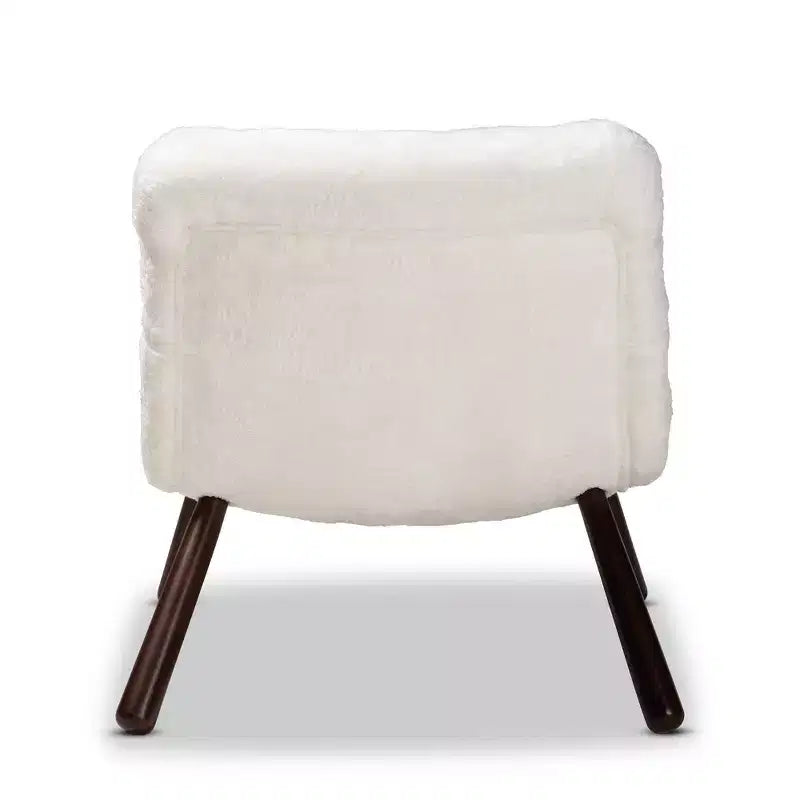 Fauteuil d'appoint en similicuir sherpa et bois blanc/noyer