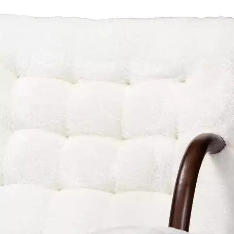 Fauteuil d'appoint en similicuir sherpa et bois blanc/noyer