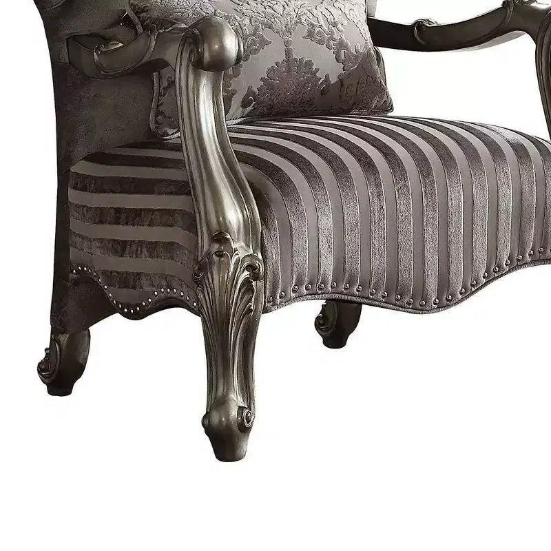Chaise 1 coussin Velours/Platine antique