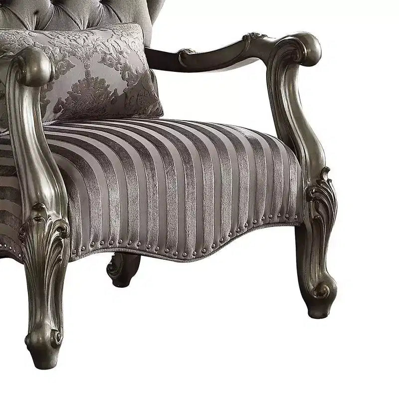 Chaise 1 coussin Velours/Platine antique