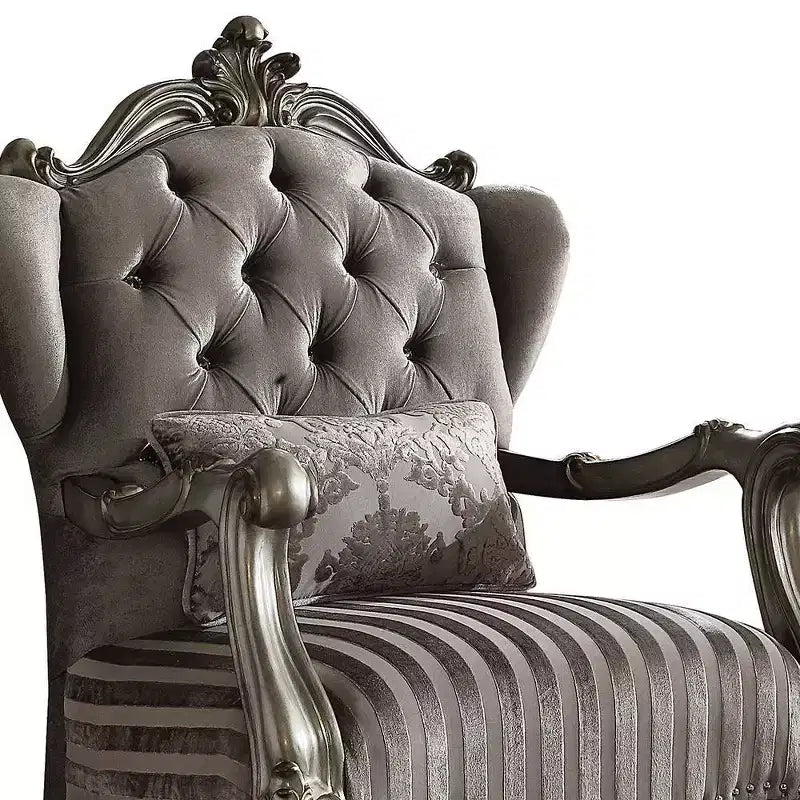 Chaise 1 coussin Velours/Platine antique