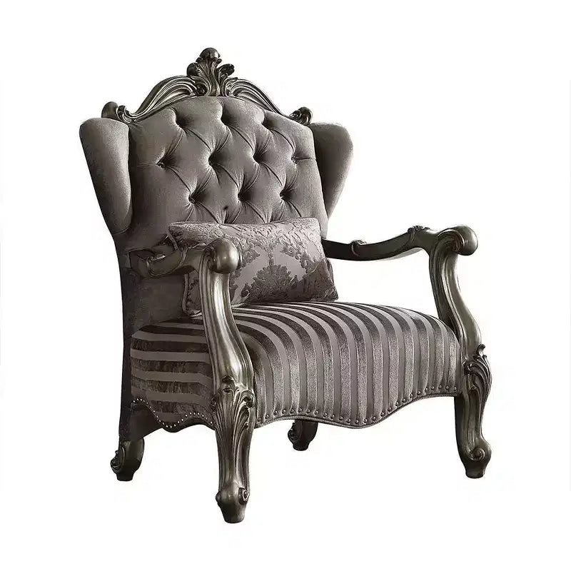 Chaise 1 coussin Velours/Platine antique