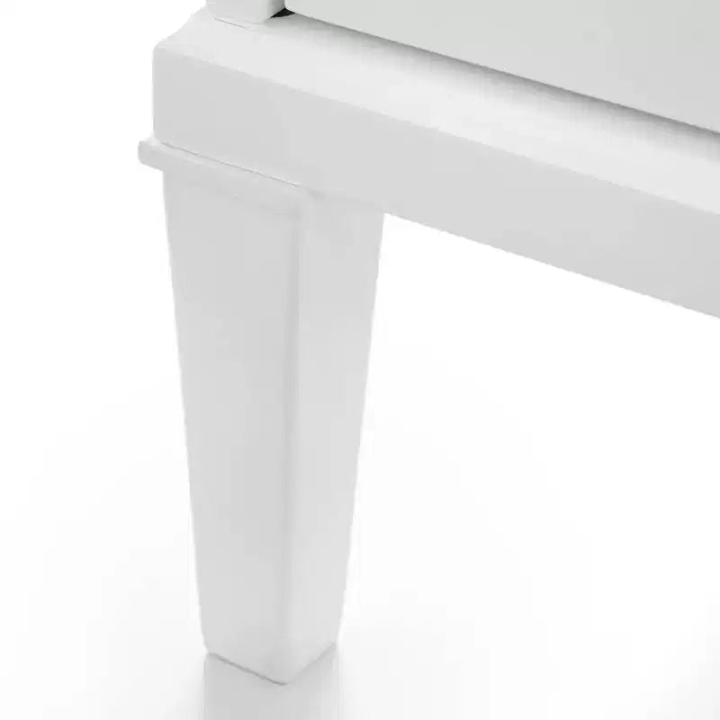 Commode blanche à 6 tiroirs : Pieds en bois d'hévéa massif, MDF