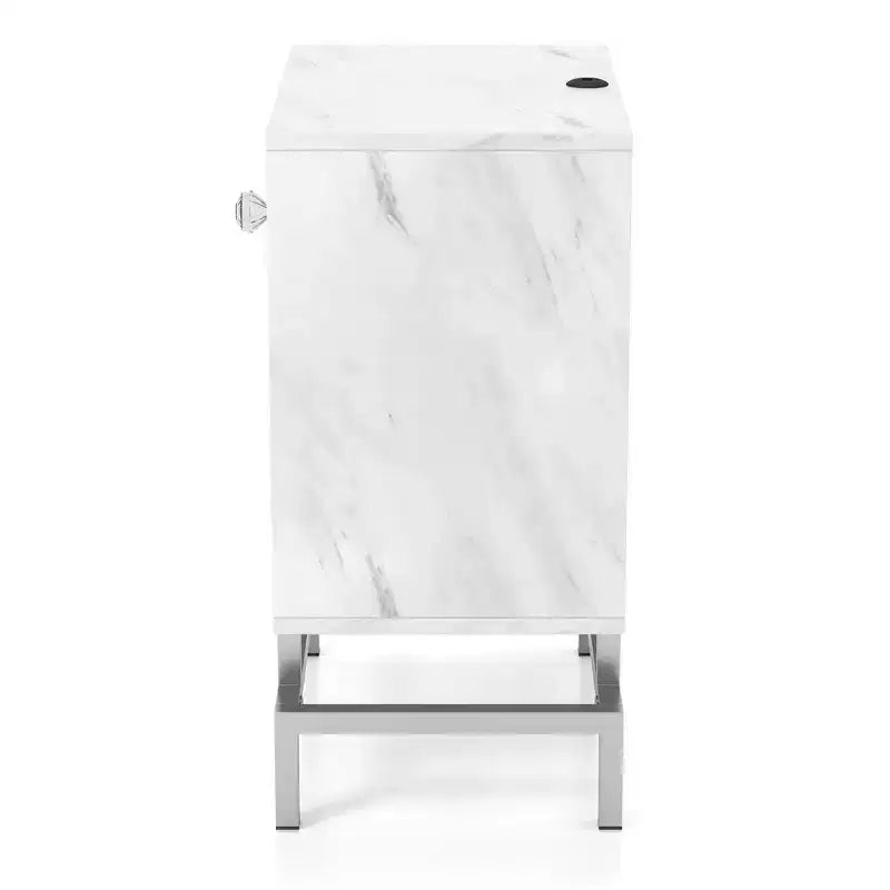Lot de 2 tables d'appoint avec port USB Blanc antique