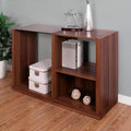 Console en noyer foncé avec plateau en verre trempé