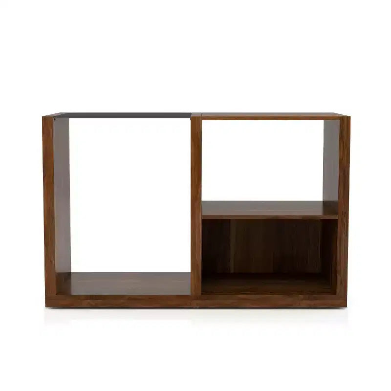 Console en noyer foncé avec plateau en verre trempé