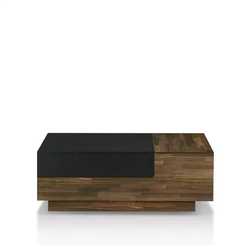 Table basse avec rangement coulissant en noyer clair