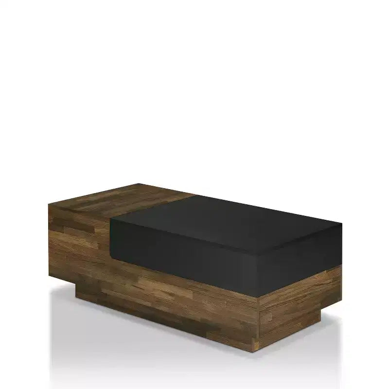 Table basse avec rangement coulissant en noyer clair