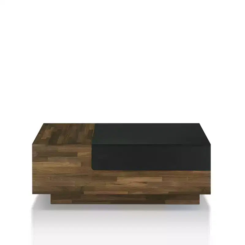 Table basse avec rangement coulissant en noyer clair