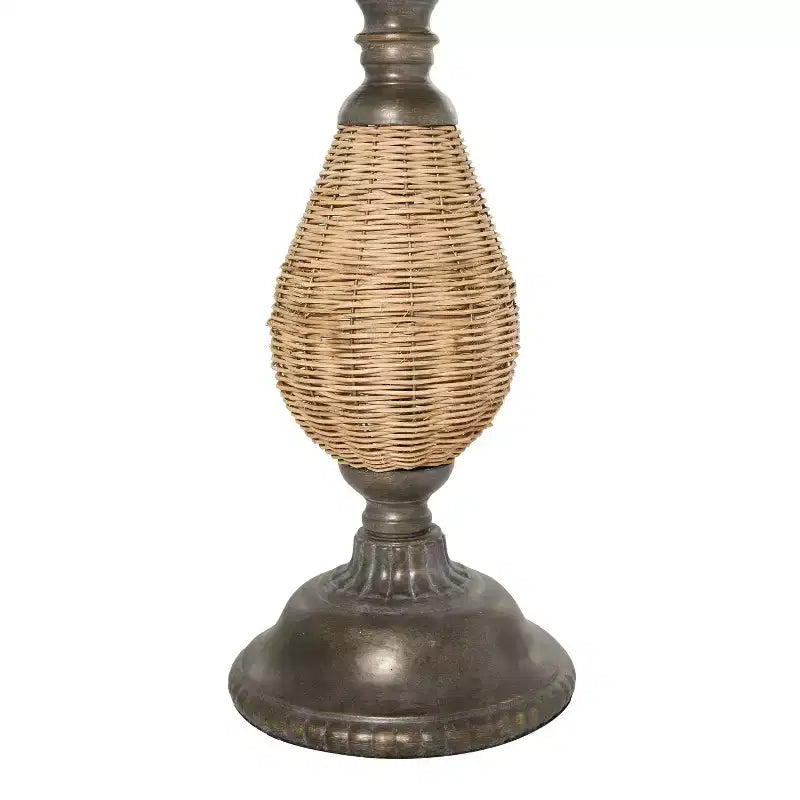 Table d'appoint piédestal tressée en métal style ferme marron
