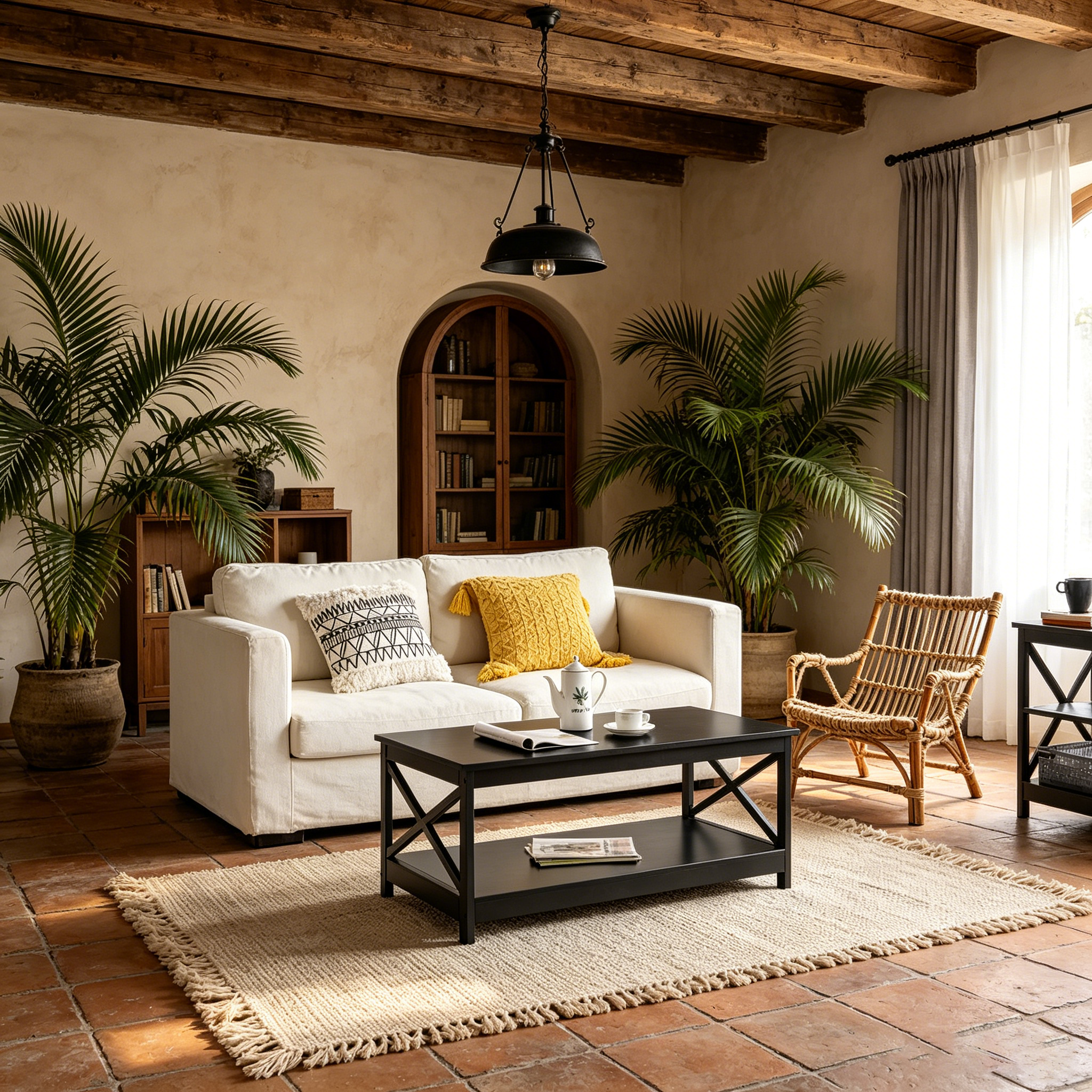 Table basse à 2 étages en bois avec étagère de rangement pour salon