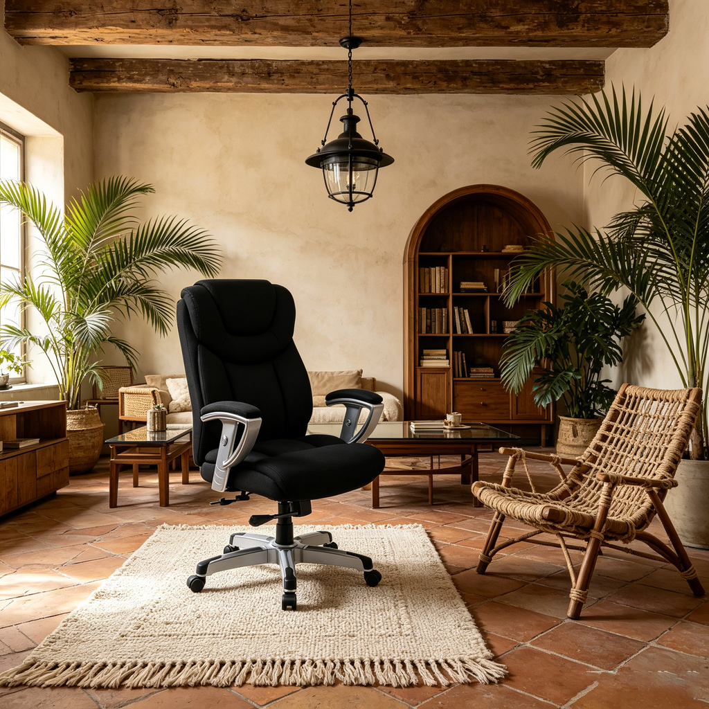 Chaise de bureau ergonomique à dossier haut pour grandes tailles avec accoudoirs réglables argentés