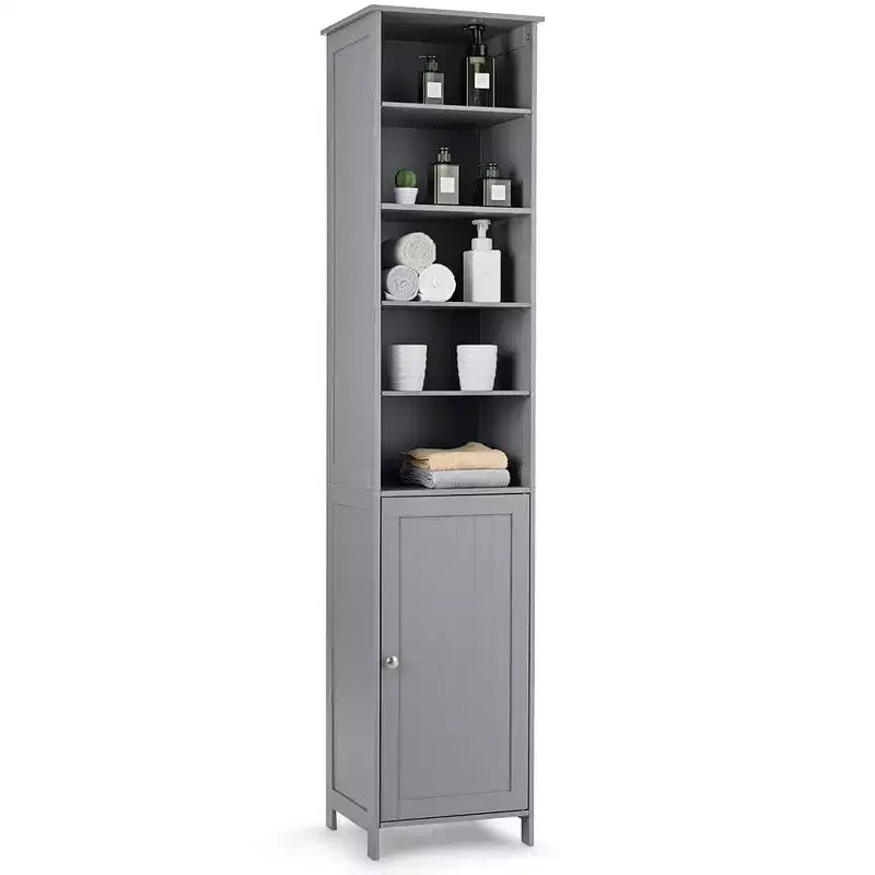 Costway 72''H Bathroom Tall Floor Storage Cabinet Shelving Display Grey\\White