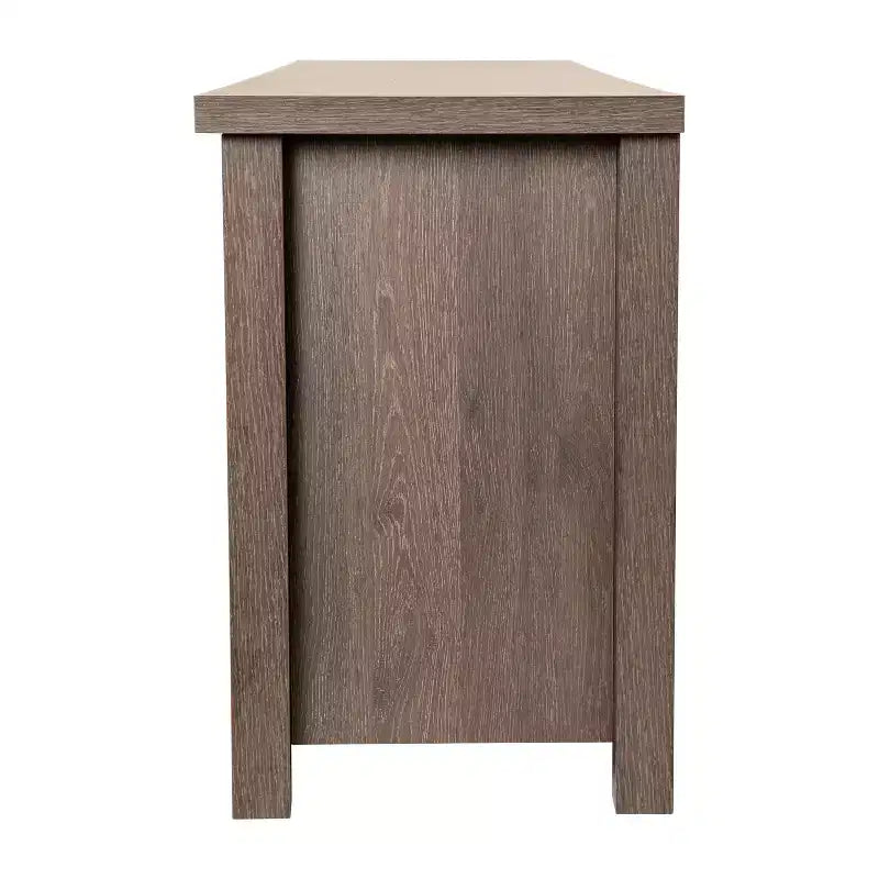 Meuble TV console média avec portes entièrement vitrées classiques et 3 étagères réglables