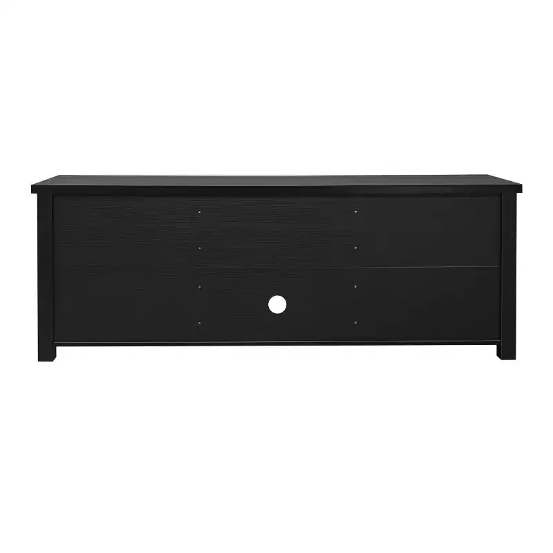 Meuble TV console média avec portes entièrement vitrées classiques et 3 étagères réglables