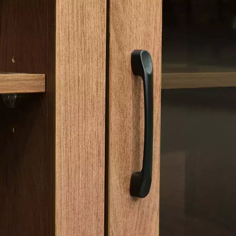 Meuble TV console média avec portes entièrement vitrées classiques et 3 étagères réglables