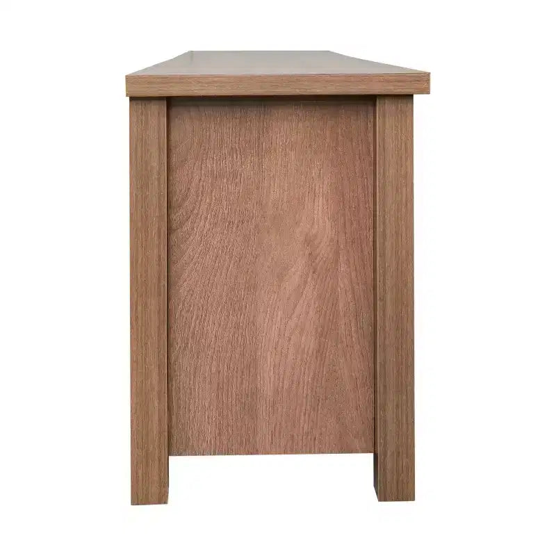 Meuble TV console média avec portes entièrement vitrées classiques et 3 étagères réglables