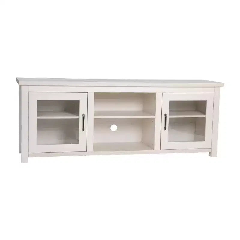 Meuble TV console média avec portes entièrement vitrées classiques et 3 étagères réglables