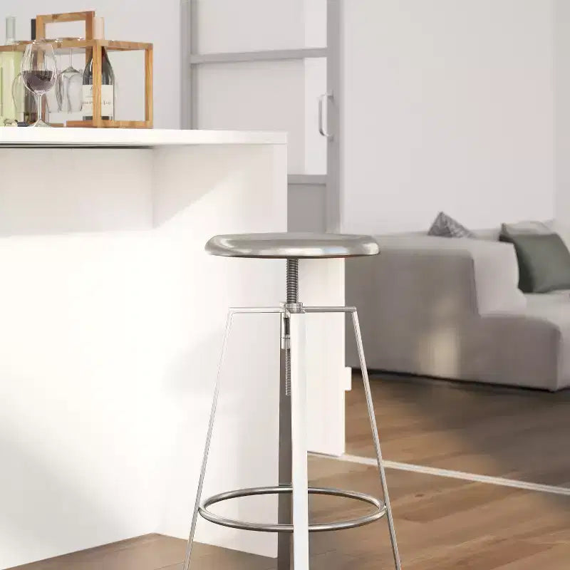 Tabouret de bar style industriel avec assise pivotante réglable en hauteur