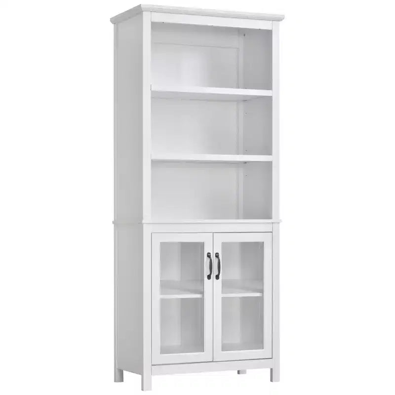 Armoire de rangement bibliothèque avec étagères réglables et portes vitrées