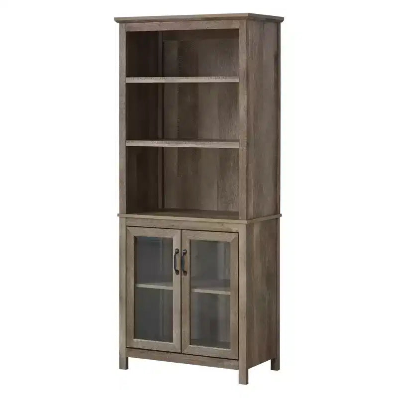 Armoire de rangement bibliothèque avec étagères réglables et portes vitrées