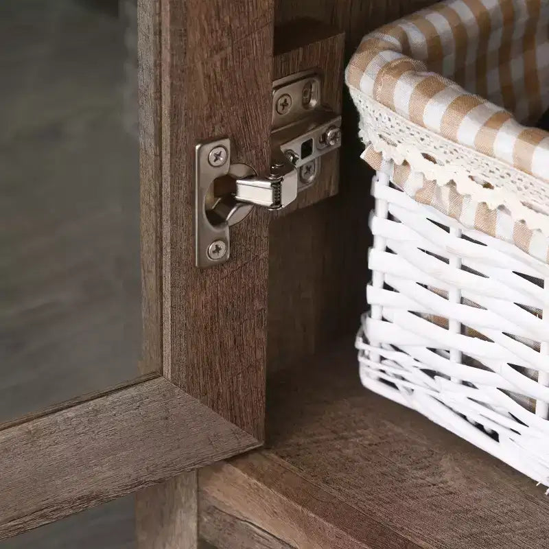 Armoire de rangement bibliothèque avec étagères réglables et portes vitrées