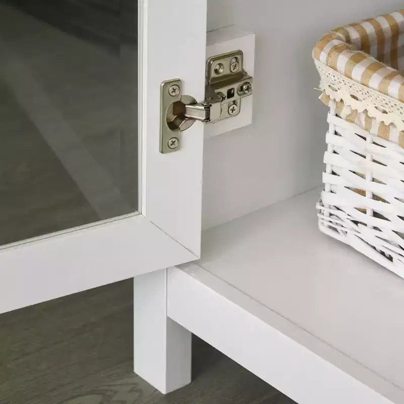 Armoire de rangement bibliothèque avec étagères réglables et portes vitrées