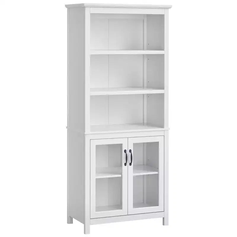 Armoire de rangement bibliothèque avec étagères réglables et portes vitrées