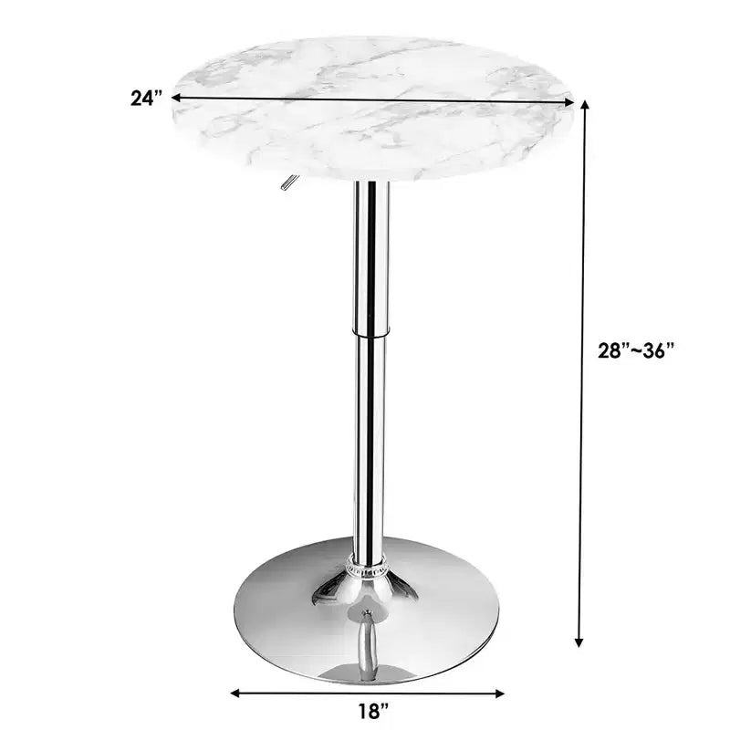 Table de bar bistrot ronde réglable en hauteur et pivotante à 360 degrés