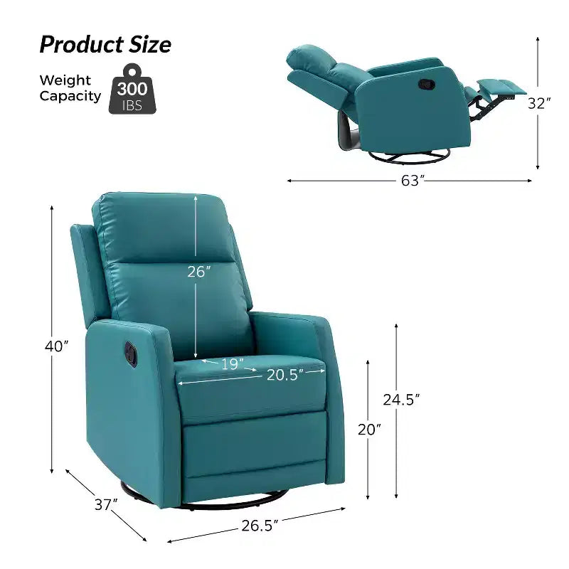 Fauteuil inclinable pivotant tapissé en bois avec oreilles