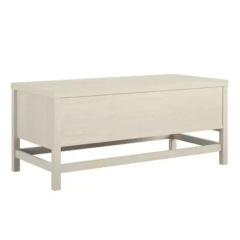Table basse chêne ivoire et rotin synthétique