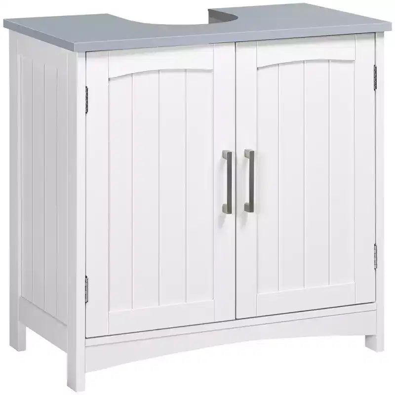 kleankin Pedestal Under Sink Cabinet with Double Doors Modern Bathroom Vanity Unit Storage Cupboard with Adjustable Shelves White