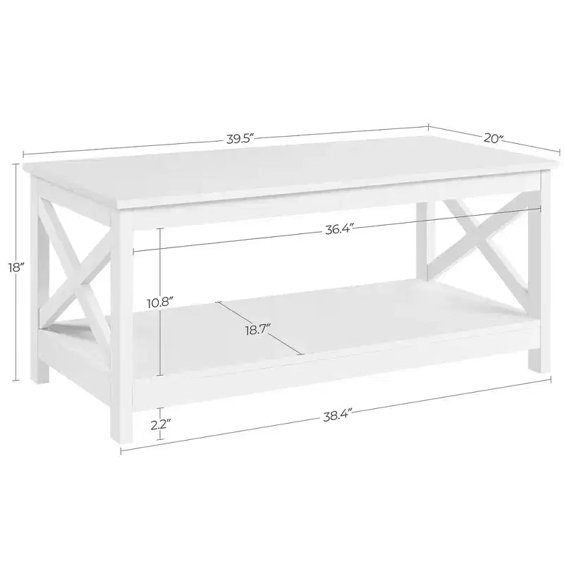 Table basse à 2 étages en bois avec étagère de rangement pour salon