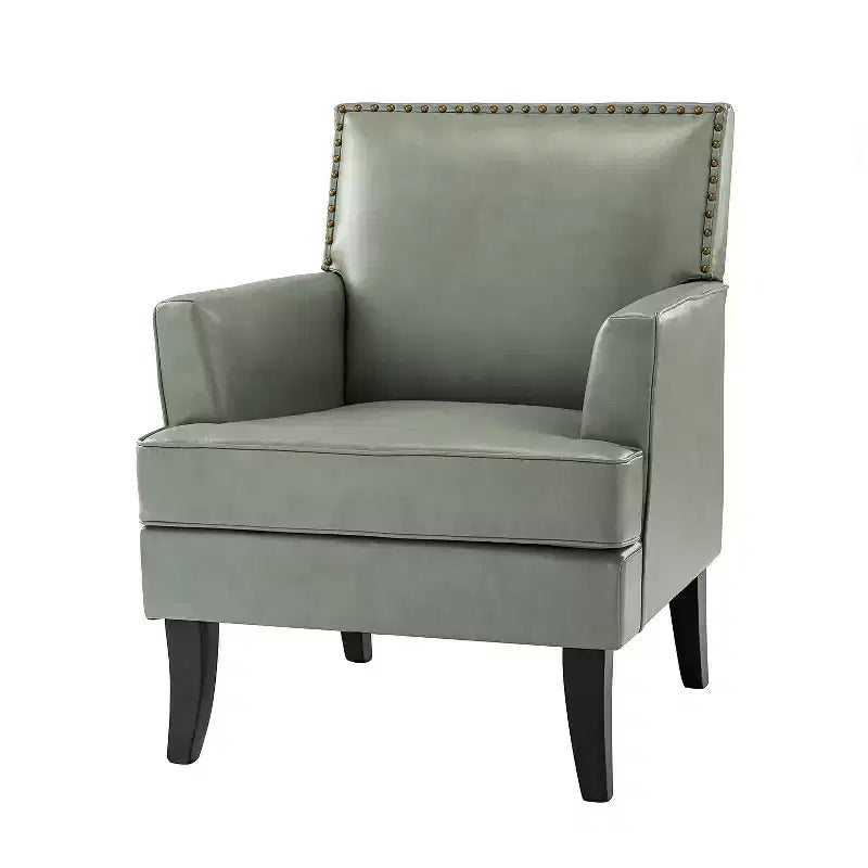 Fauteuil d'appoint rembourré en bois, couleur Céladon