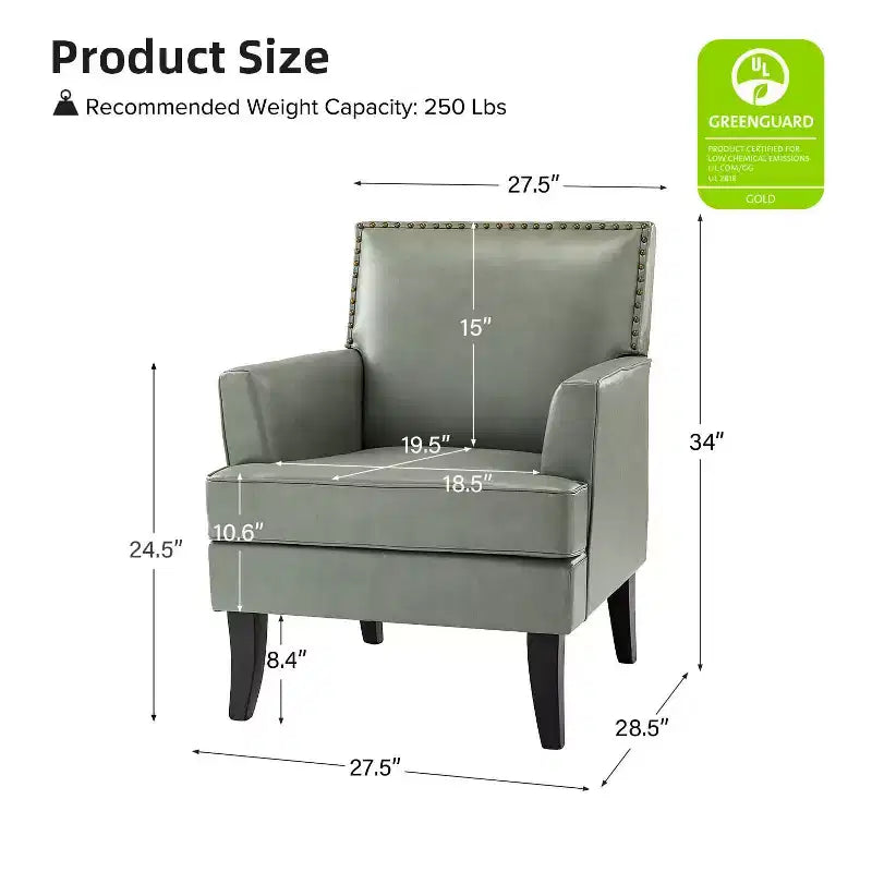 Fauteuil d'appoint rembourré en bois, couleur Céladon