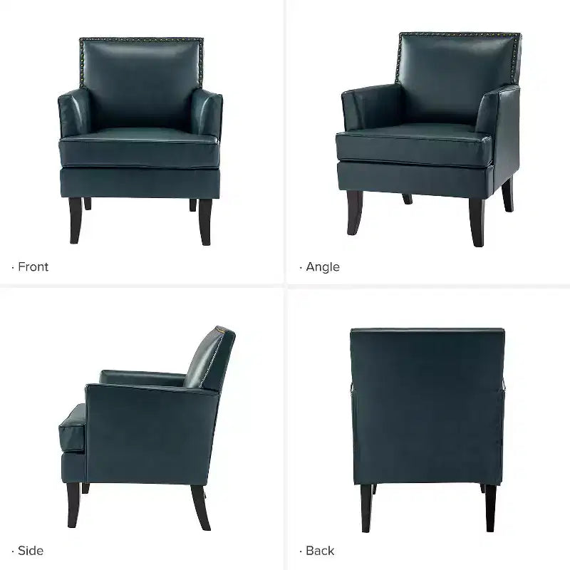 Fauteuil d'appoint rembourré en bois, couleur Céladon