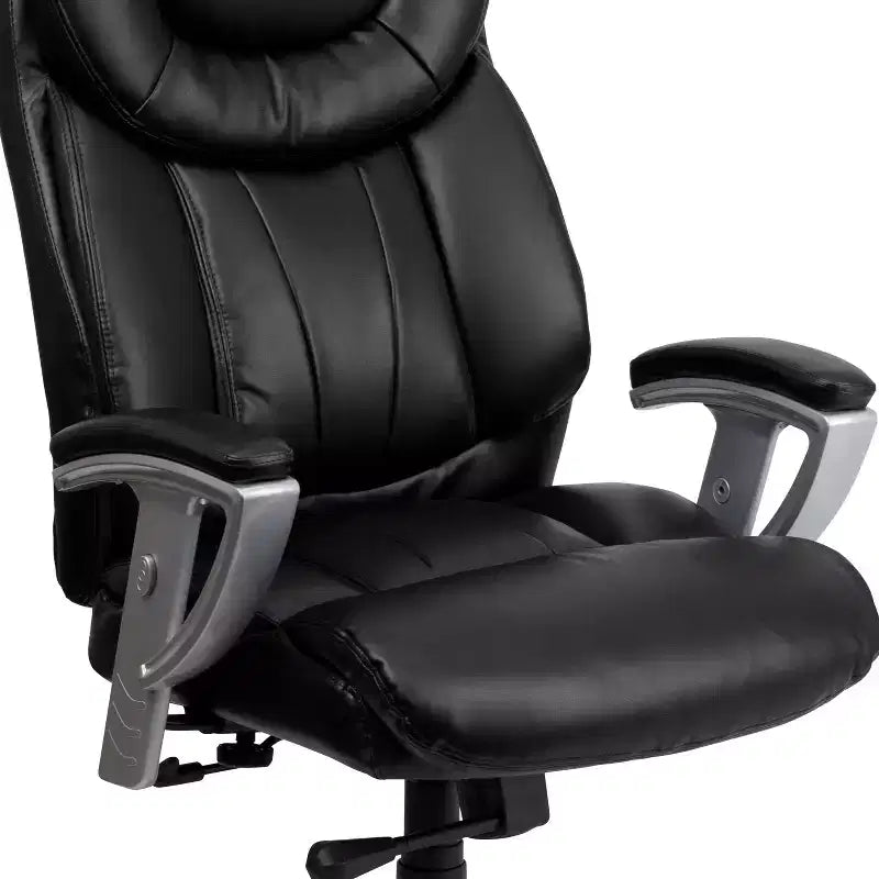 Chaise de bureau ergonomique à dossier haut pour grandes tailles avec accoudoirs réglables argentés